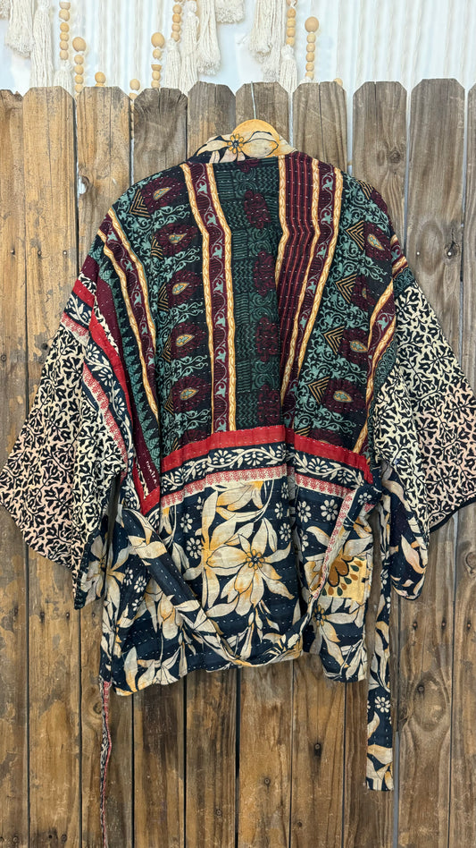 Kantha Reversible Kimono Coat - 001