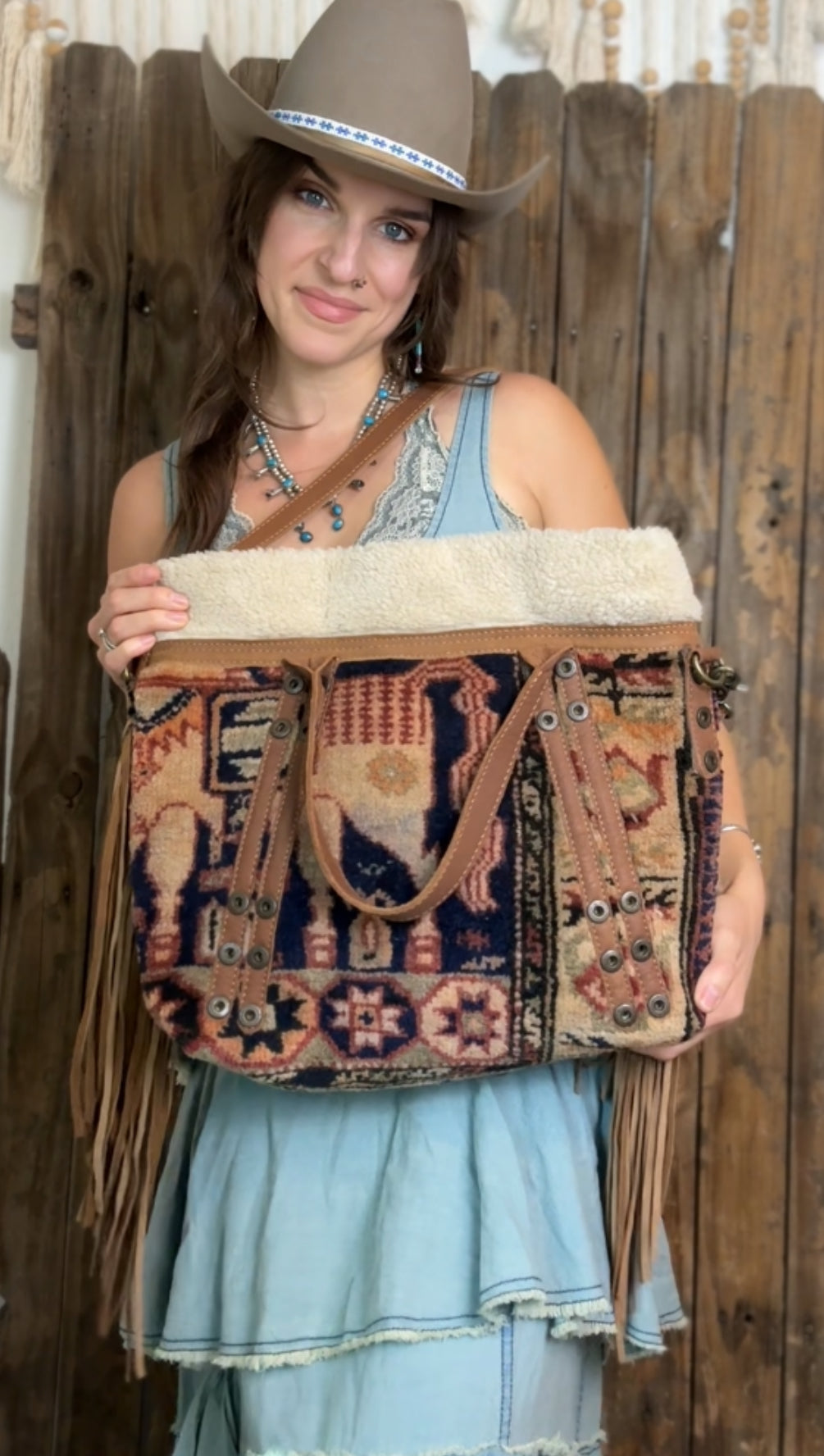 Artisan Leather Kilim Carpet Handbag 004