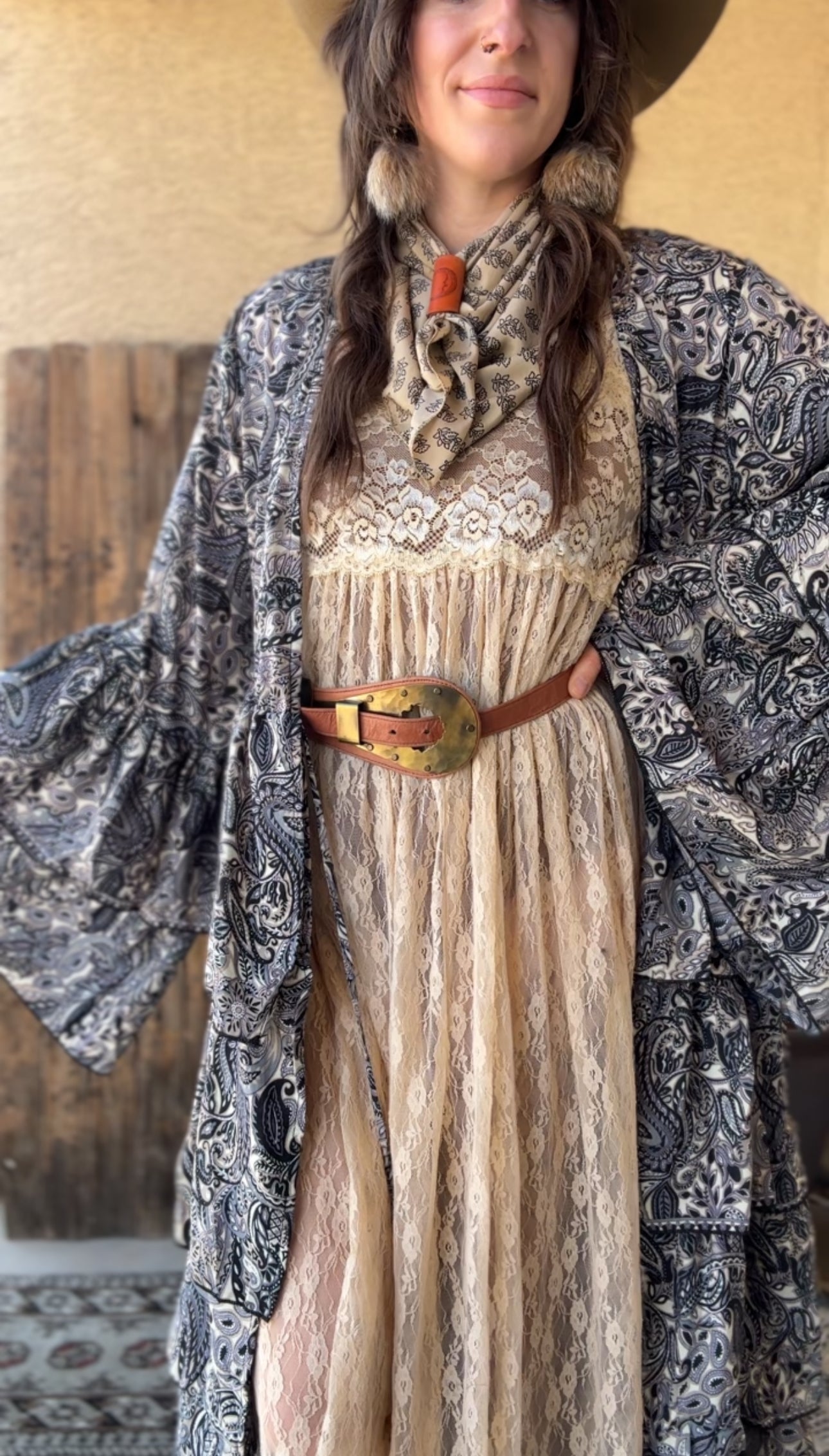 Silk Long Ruffle Kimono - 008