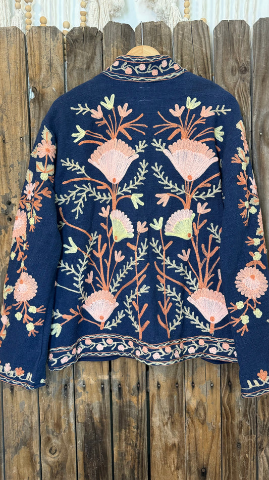 Embroidered Artisan Coat 007 (Navy)