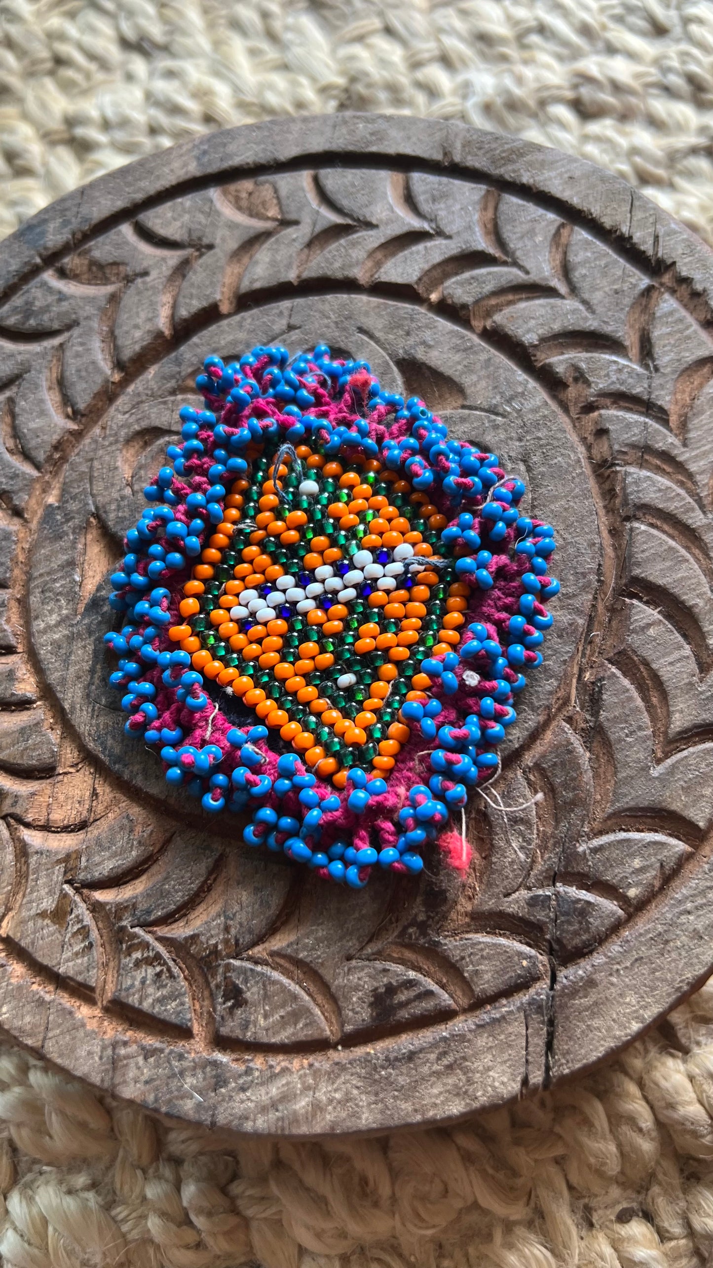 Vintage Beaded Afghani Brooch 048