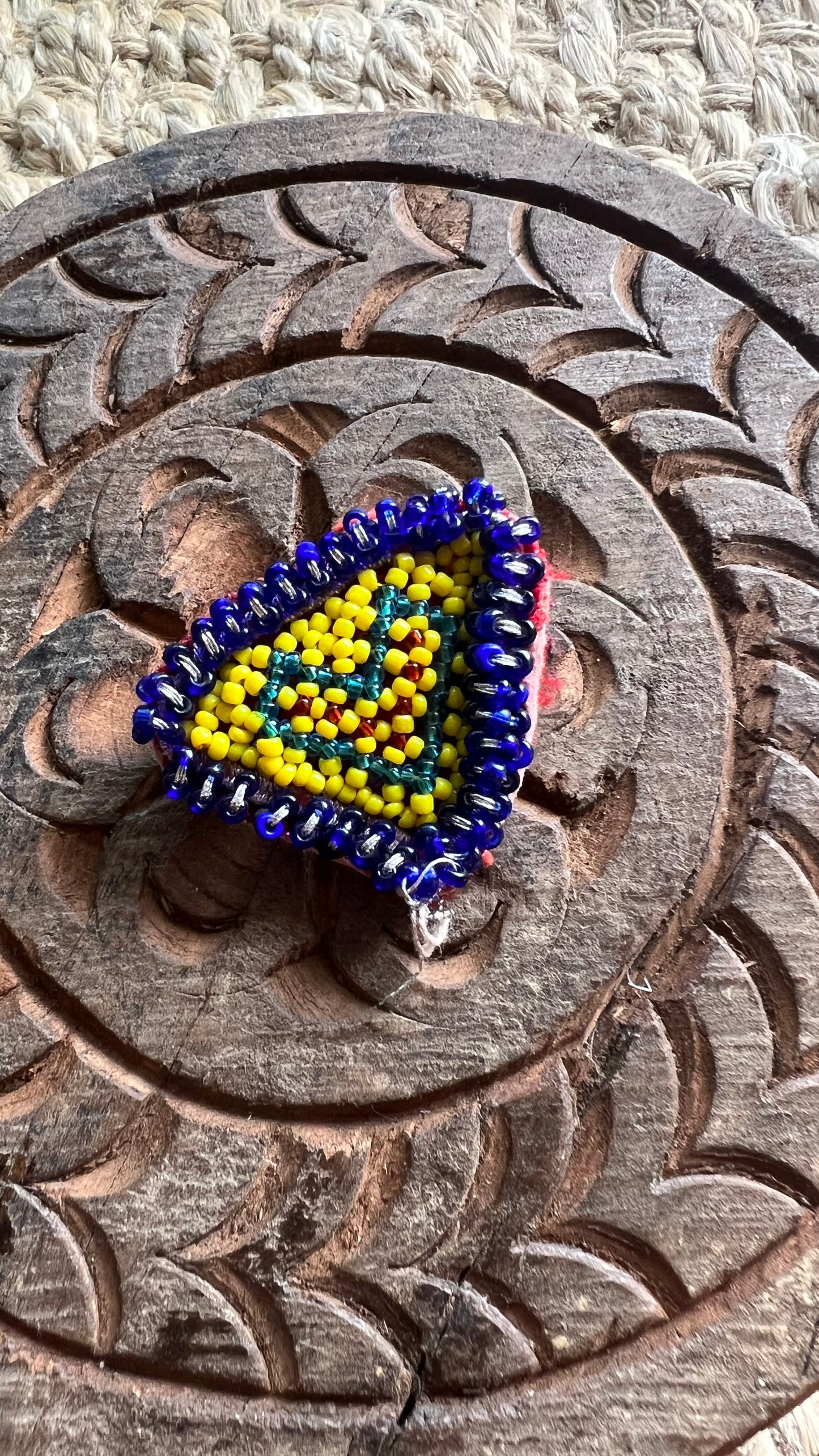 Vintage Beaded Afghani Brooch 022