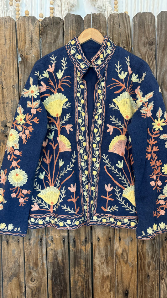 Embroidered Artisan Coat 006 (Navy)