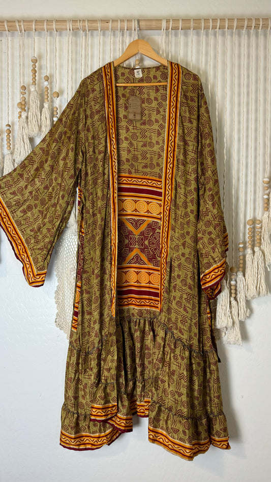 Desert Willow Sari Silk Kimono (Long) 060