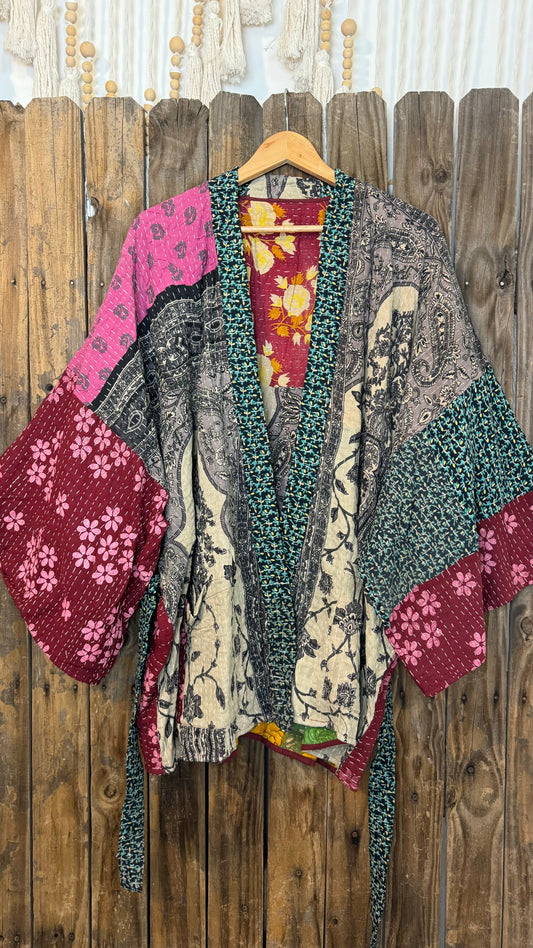 Kantha Reversible Kimono Coat - 012