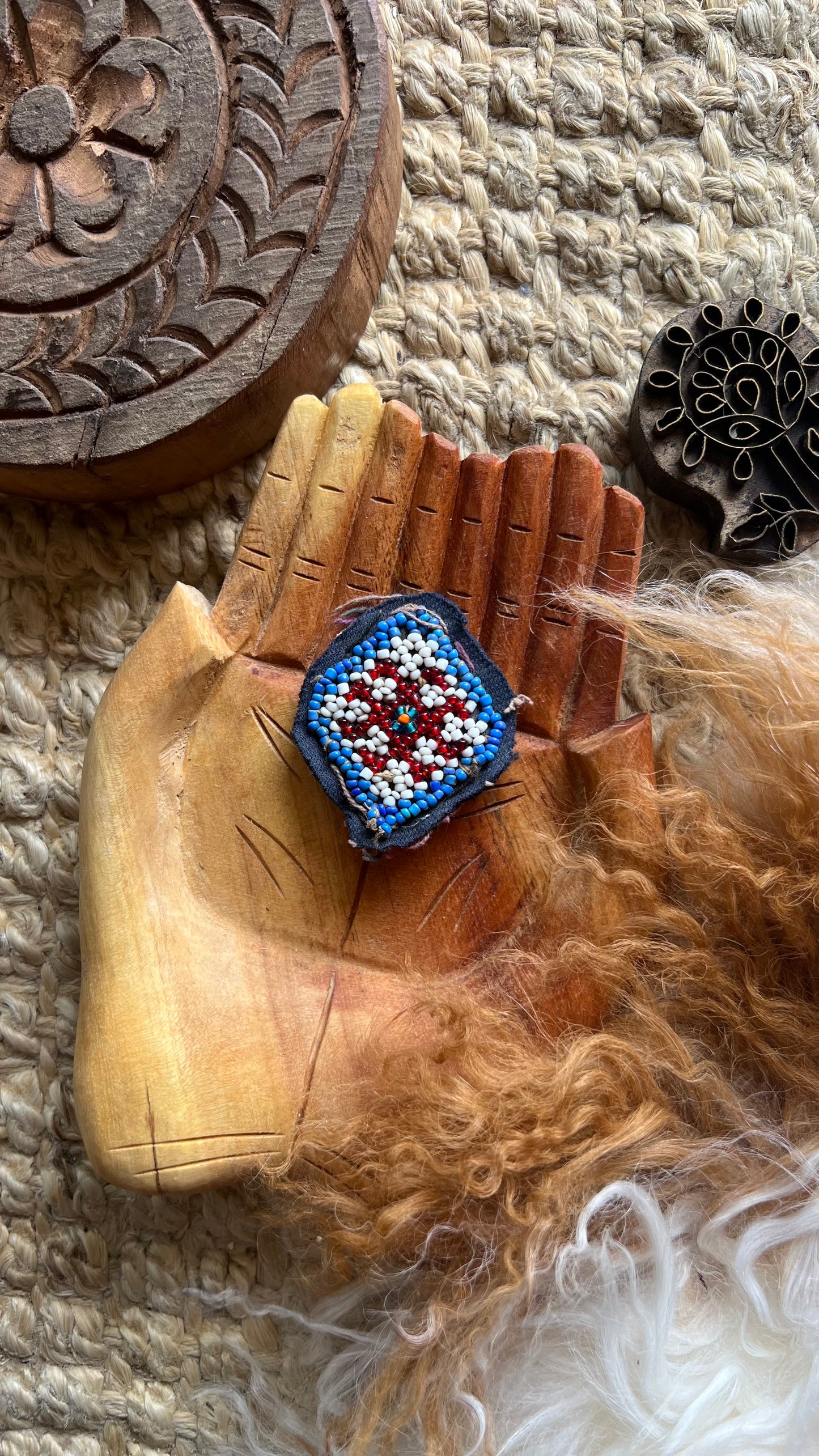 Vintage Beaded Afghani Brooch 033