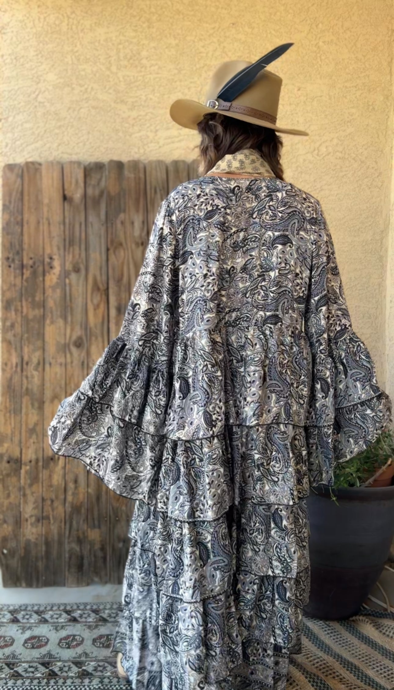 Silk Long Ruffle Kimono - 008