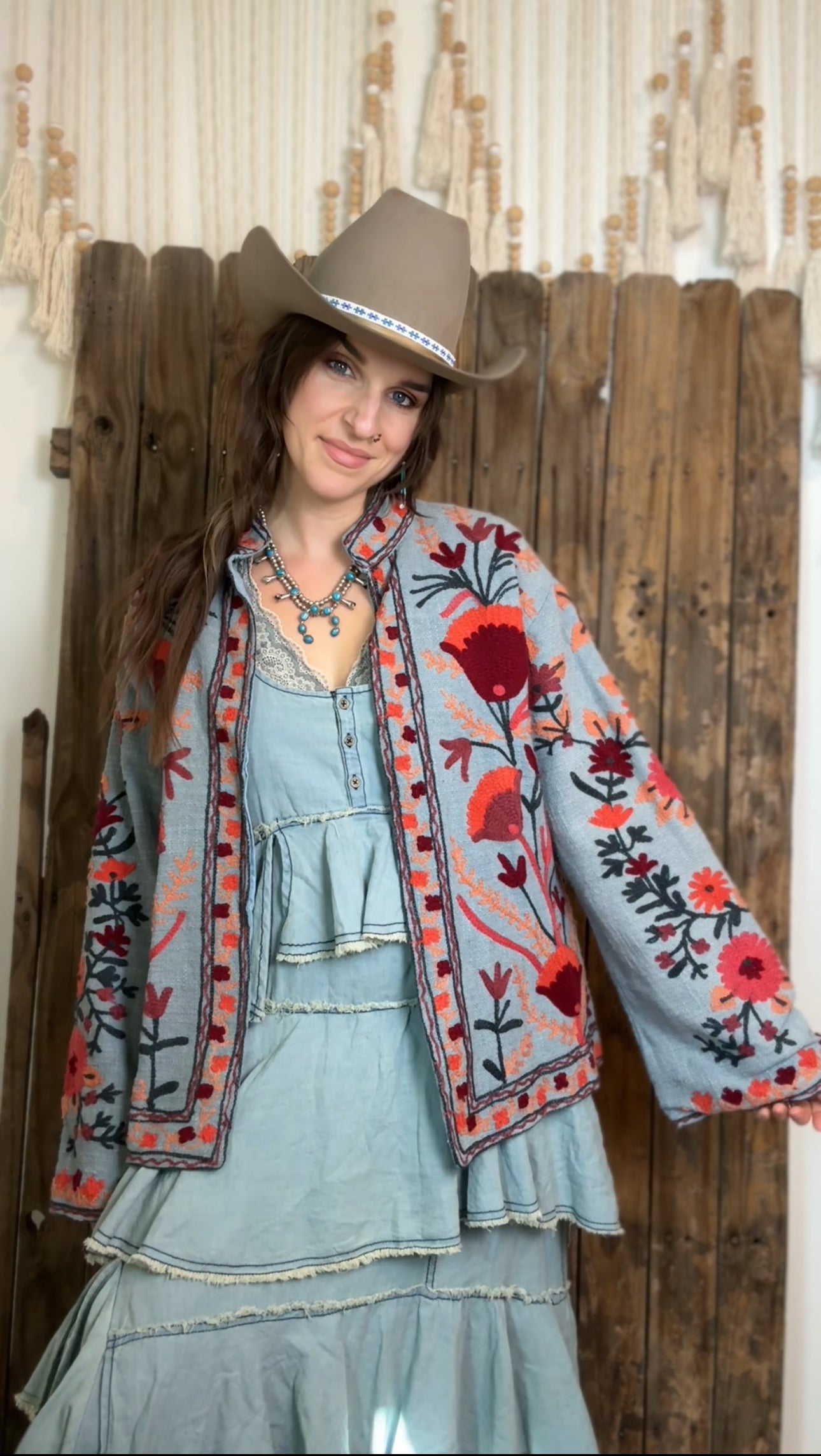 Embroidered Artisan Coat 011 (Light Blue)