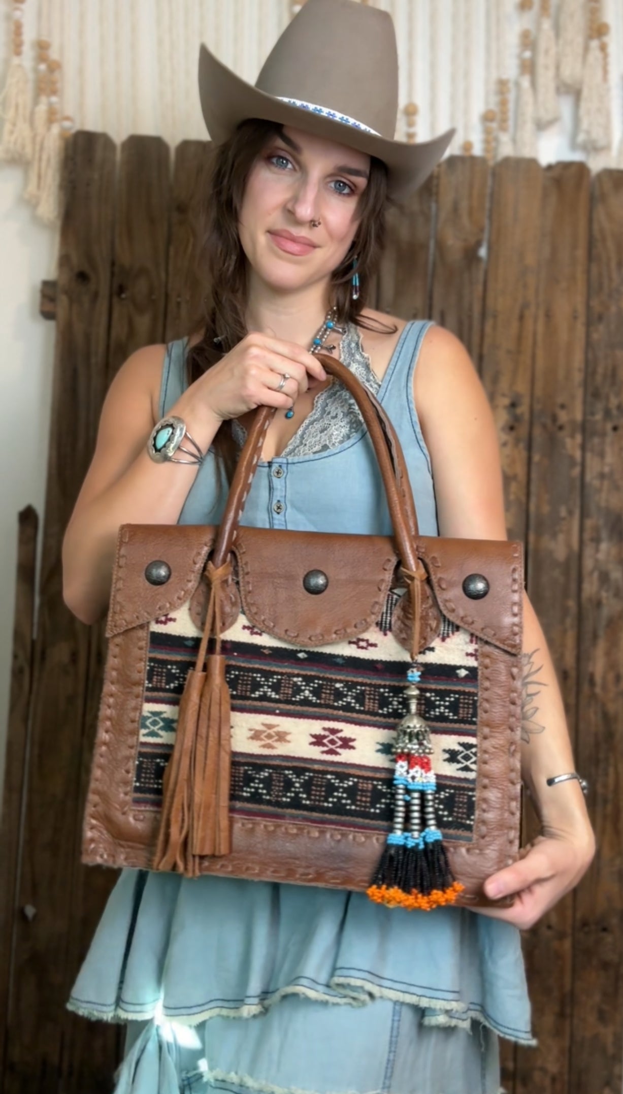 Artisan Leather Kilim Carpet Handbag 005