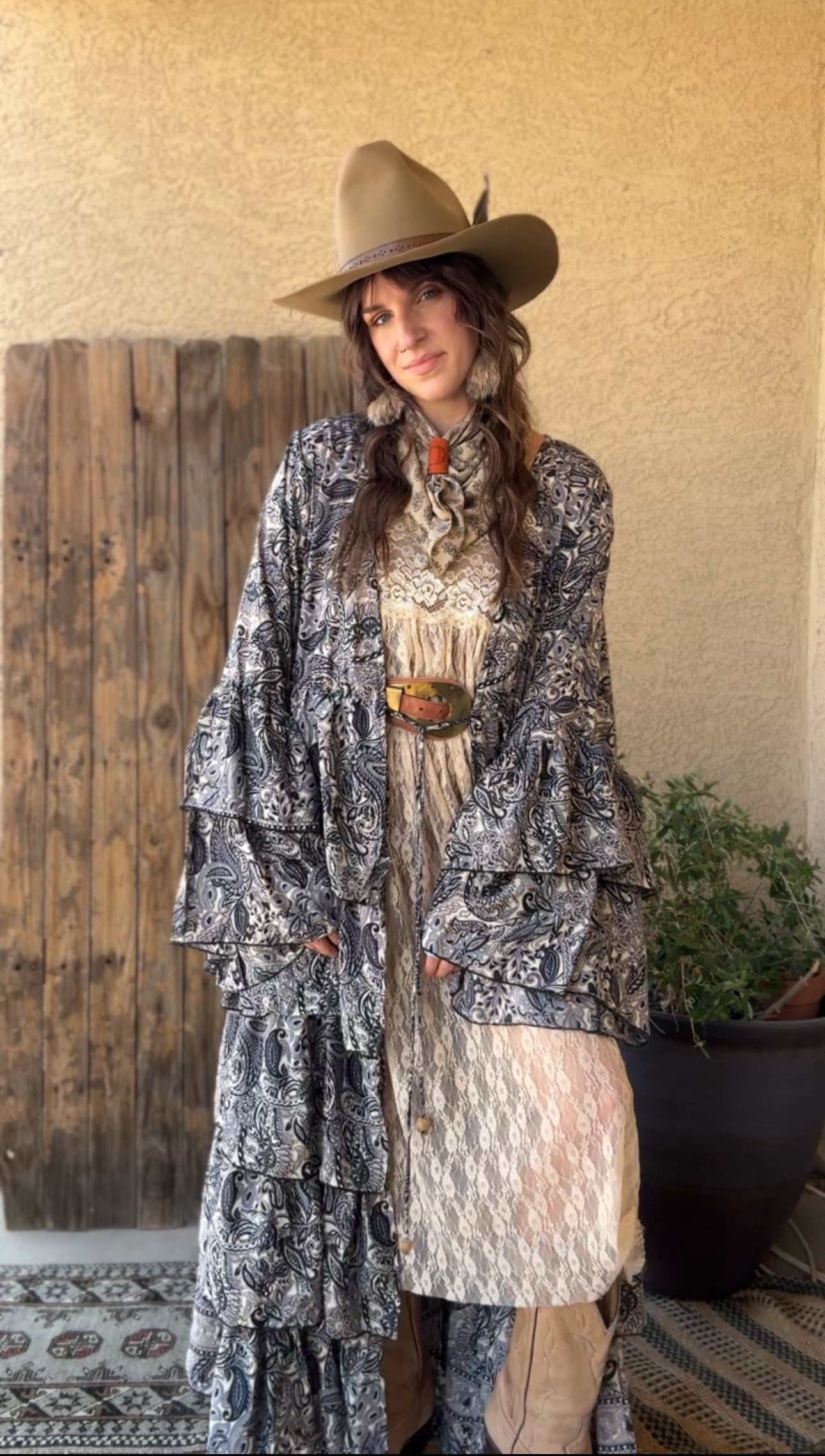 Silk Long Ruffle Kimono - 008