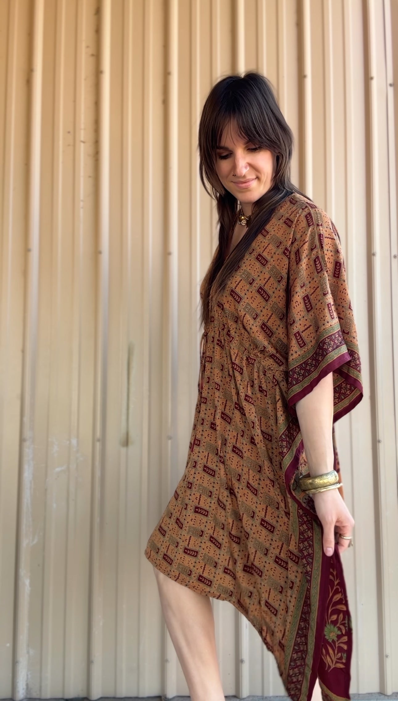 Midi Silk Kaftan Dress 004