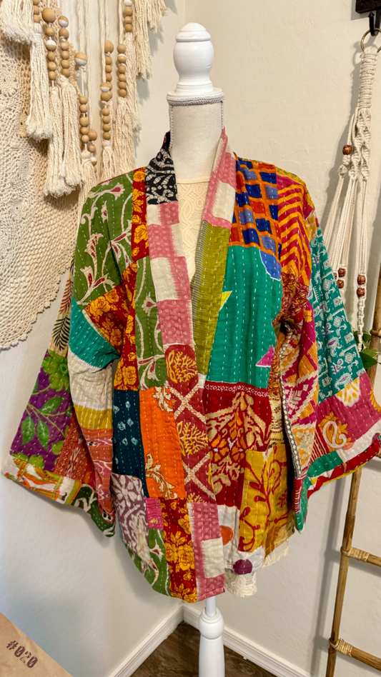 Spirit Weavers Reversible Kantha Kimono Coat 020