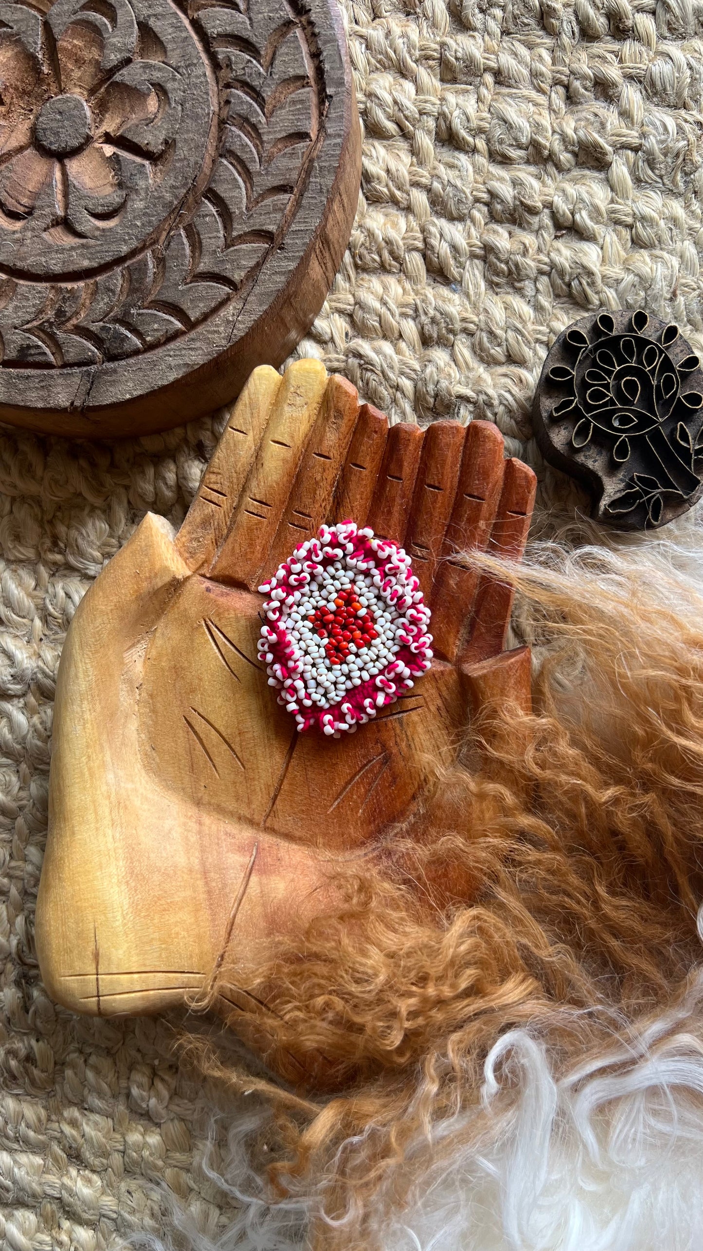 Vintage Beaded Afghani Brooch 038