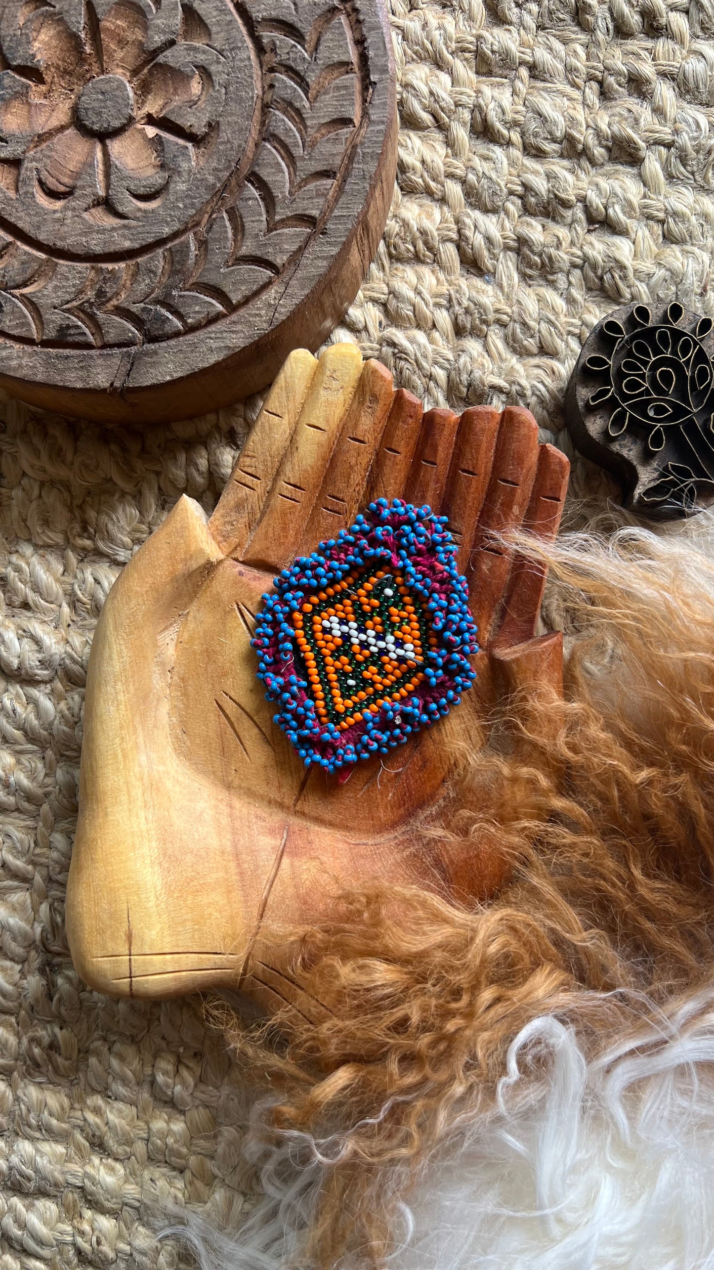 Vintage Beaded Afghani Brooch 048