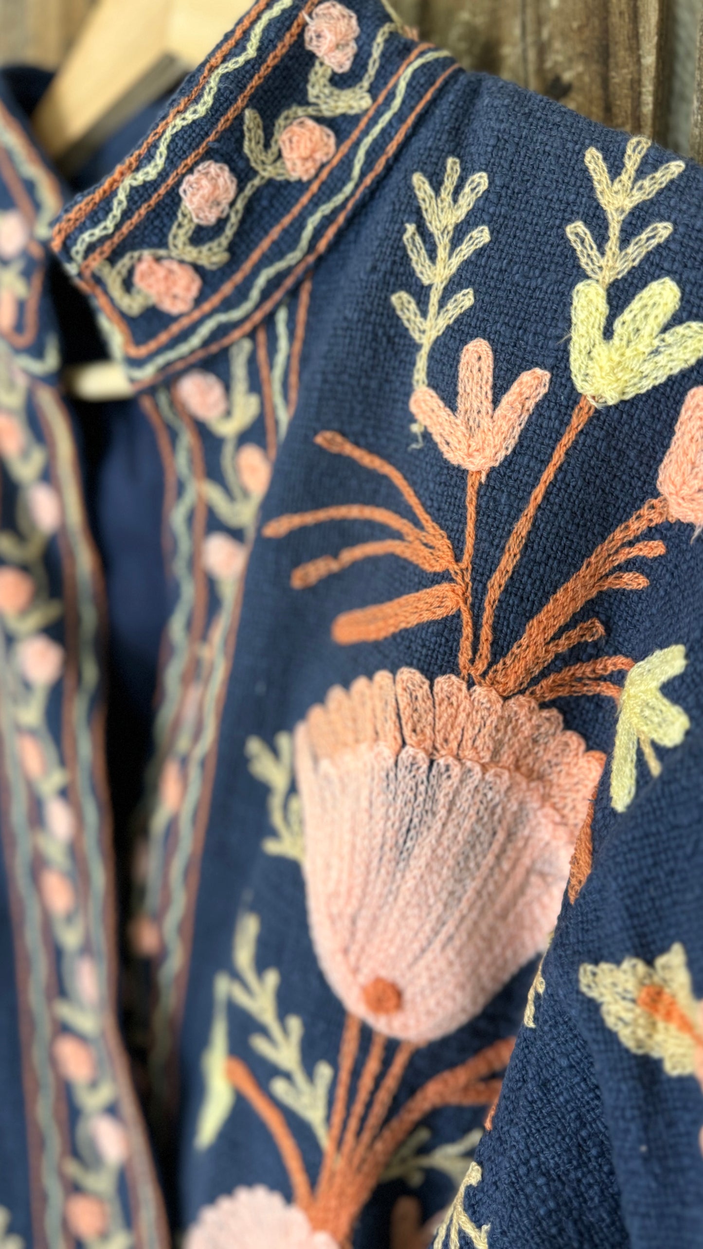 Embroidered Artisan Coat 007 (Navy)