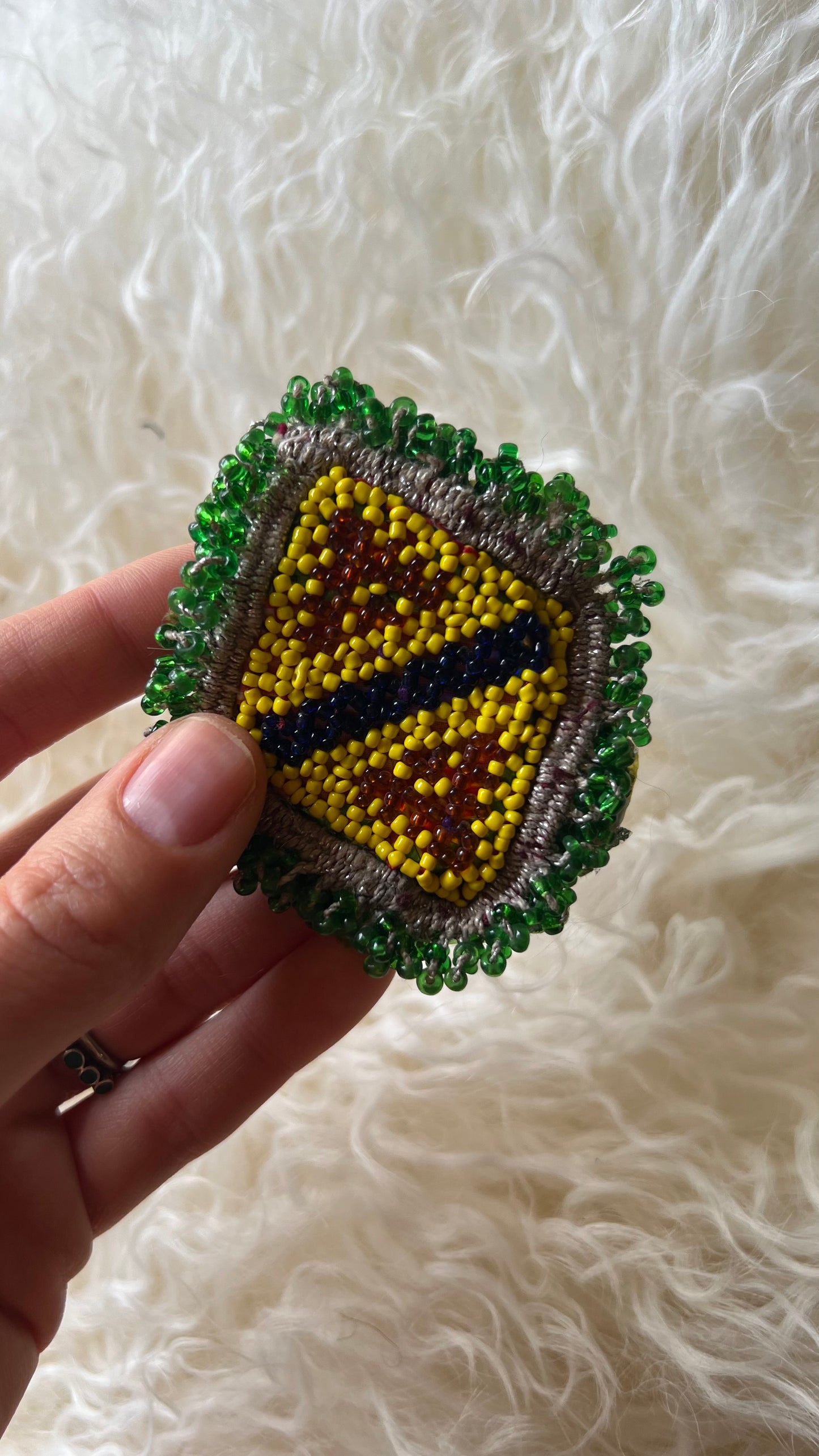 Vintage Beaded Afghani Brooch 049