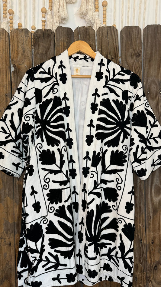 Suzani Artisan Coat 001 (Black and White)