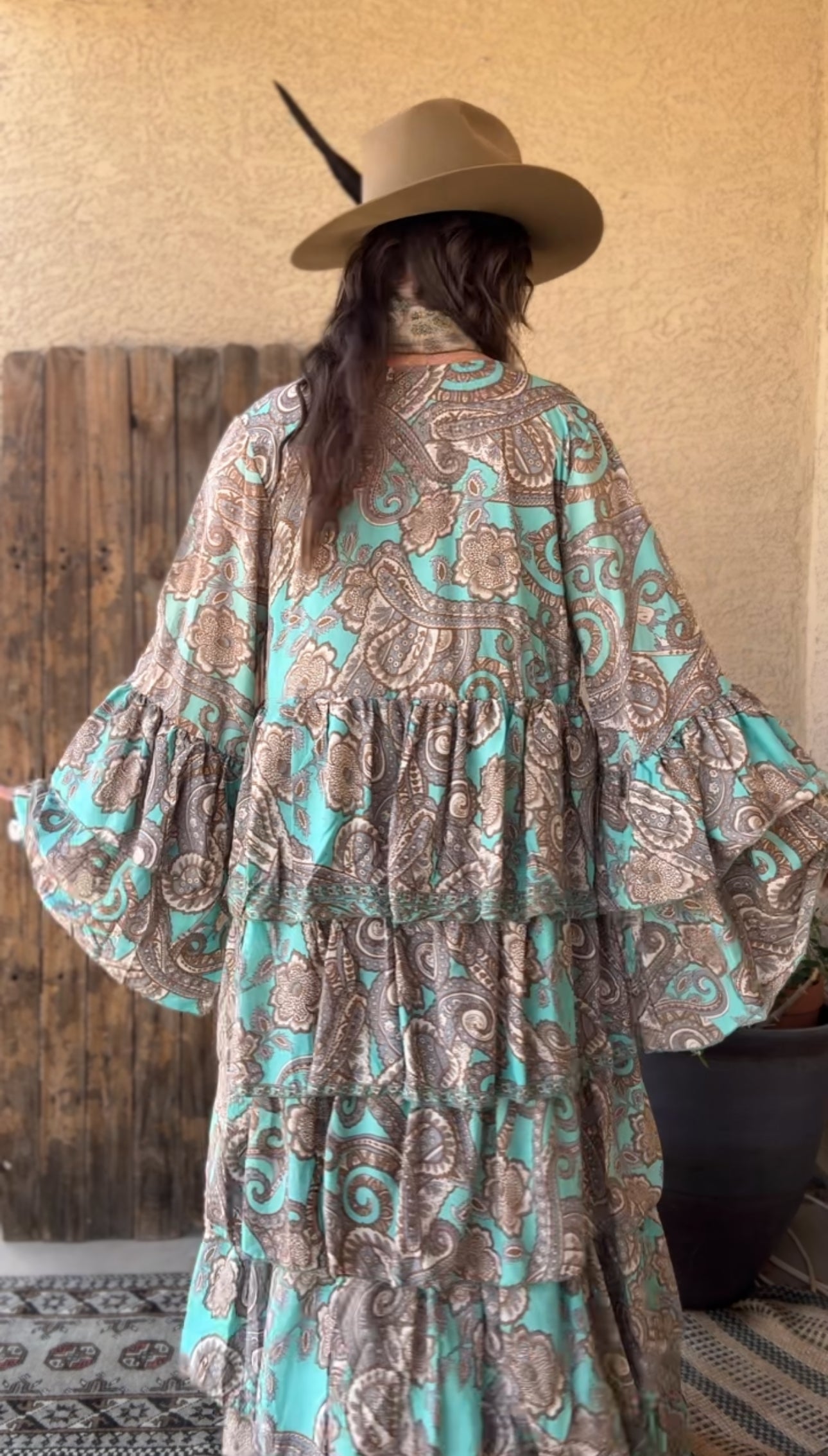 Silk Long Ruffle Kimono - 001