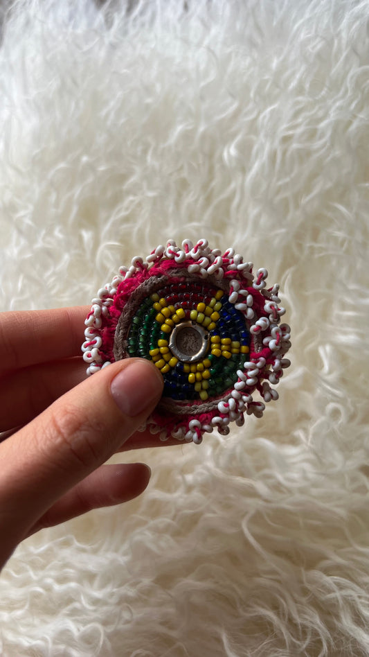 Vintage Beaded Afghani Brooch 036