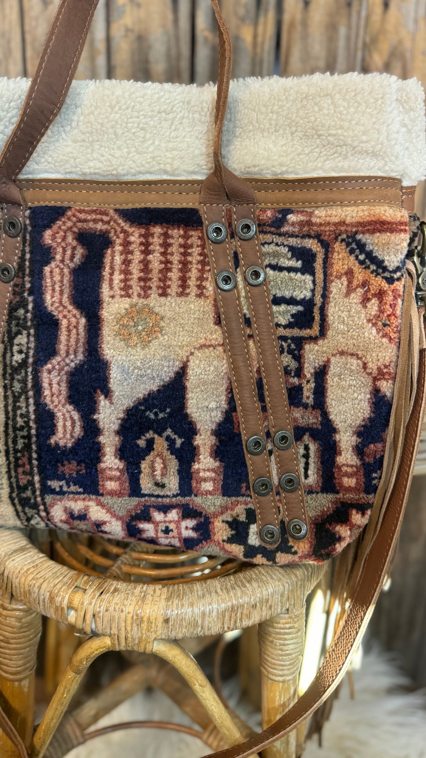 Artisan Leather Kilim Carpet Handbag 004