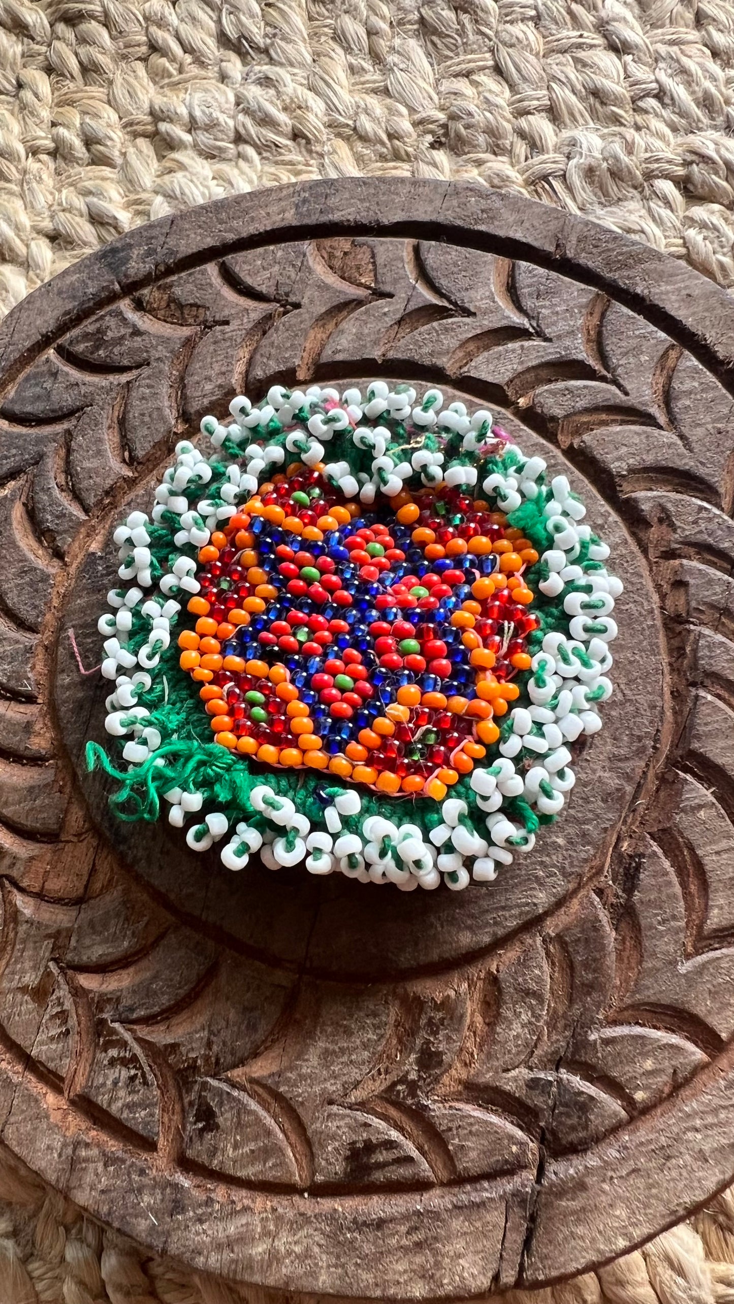 Vintage Beaded Afghani Brooch 047