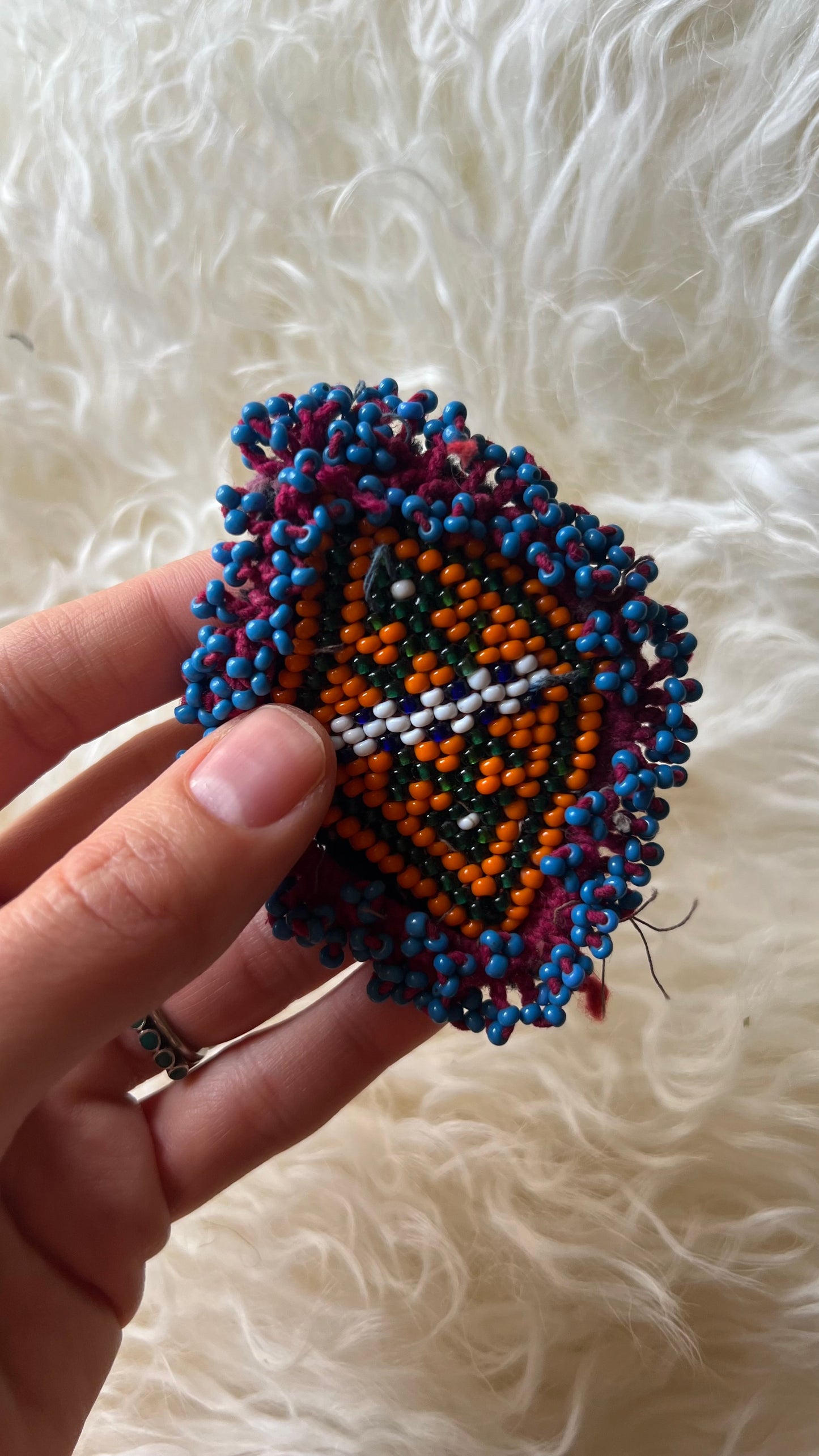 Vintage Beaded Afghani Brooch 048