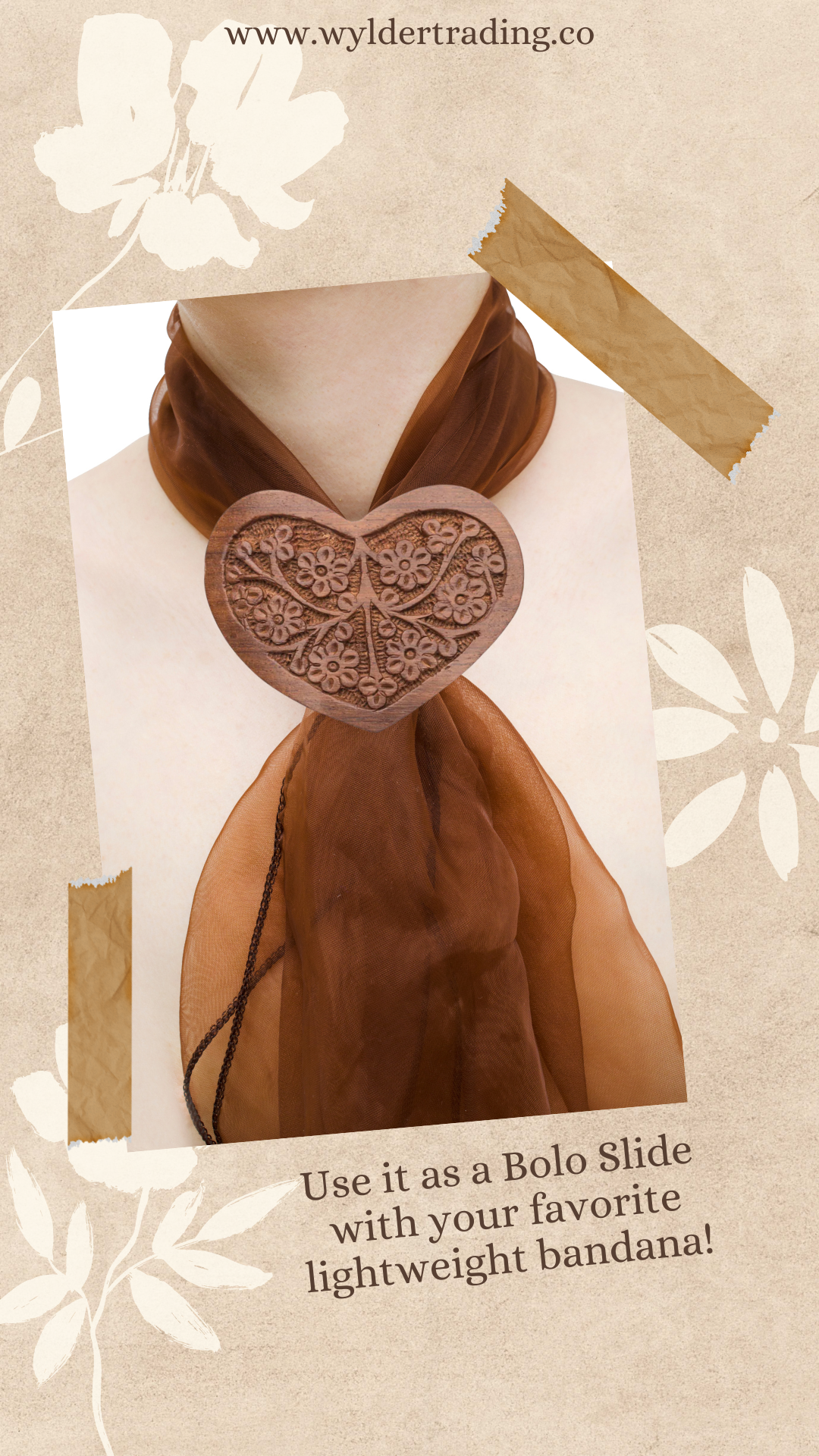 Large Hand Carved Heart Barrette + Bolo Slide