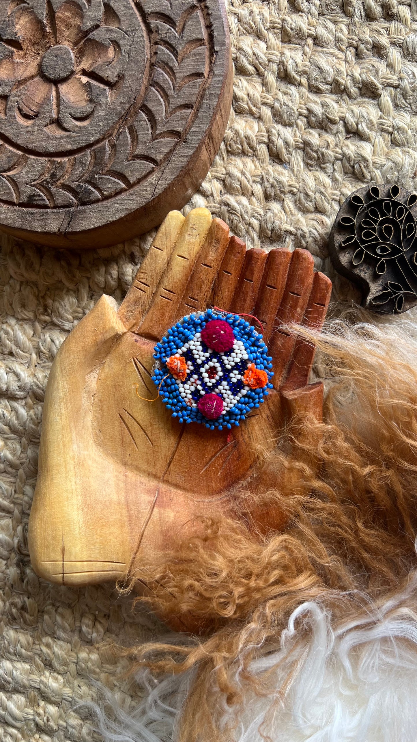 Vintage Beaded Afghani Brooch 039