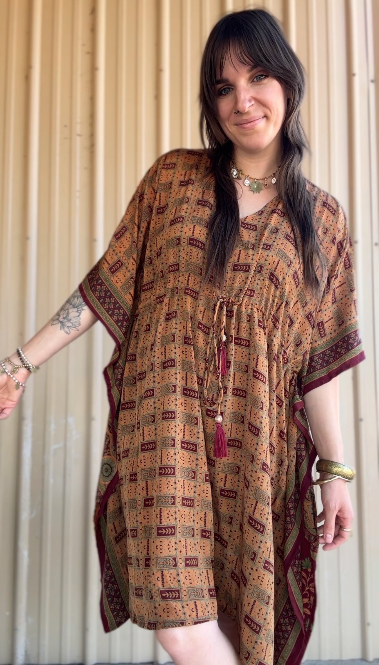 Midi Silk Kaftan Dress 004