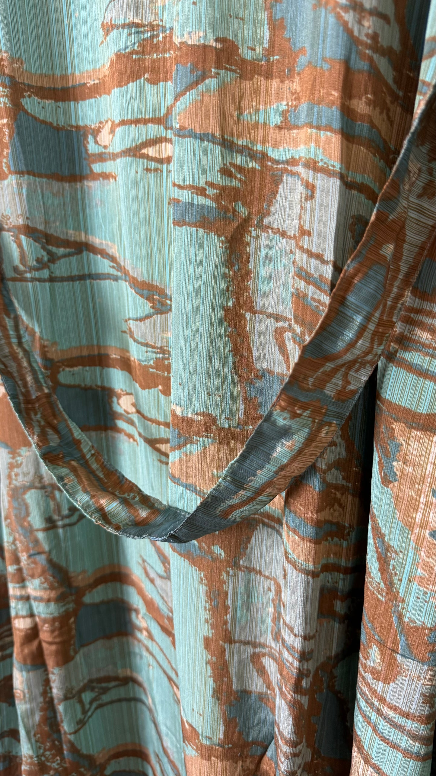 Sage Sari Silk Kimono (Long) 014