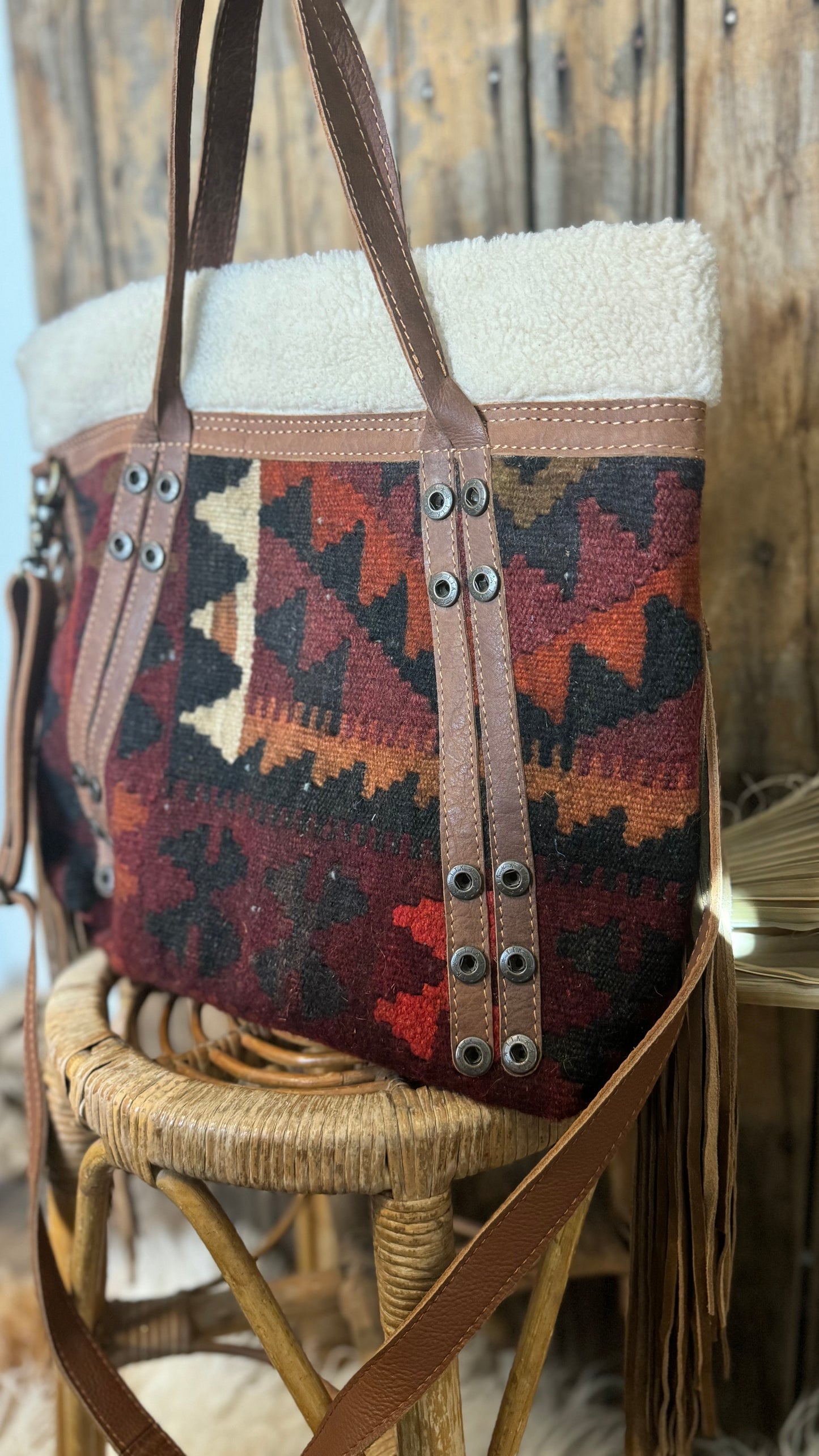 Artisan Leather Kilim Carpet Handbag 003