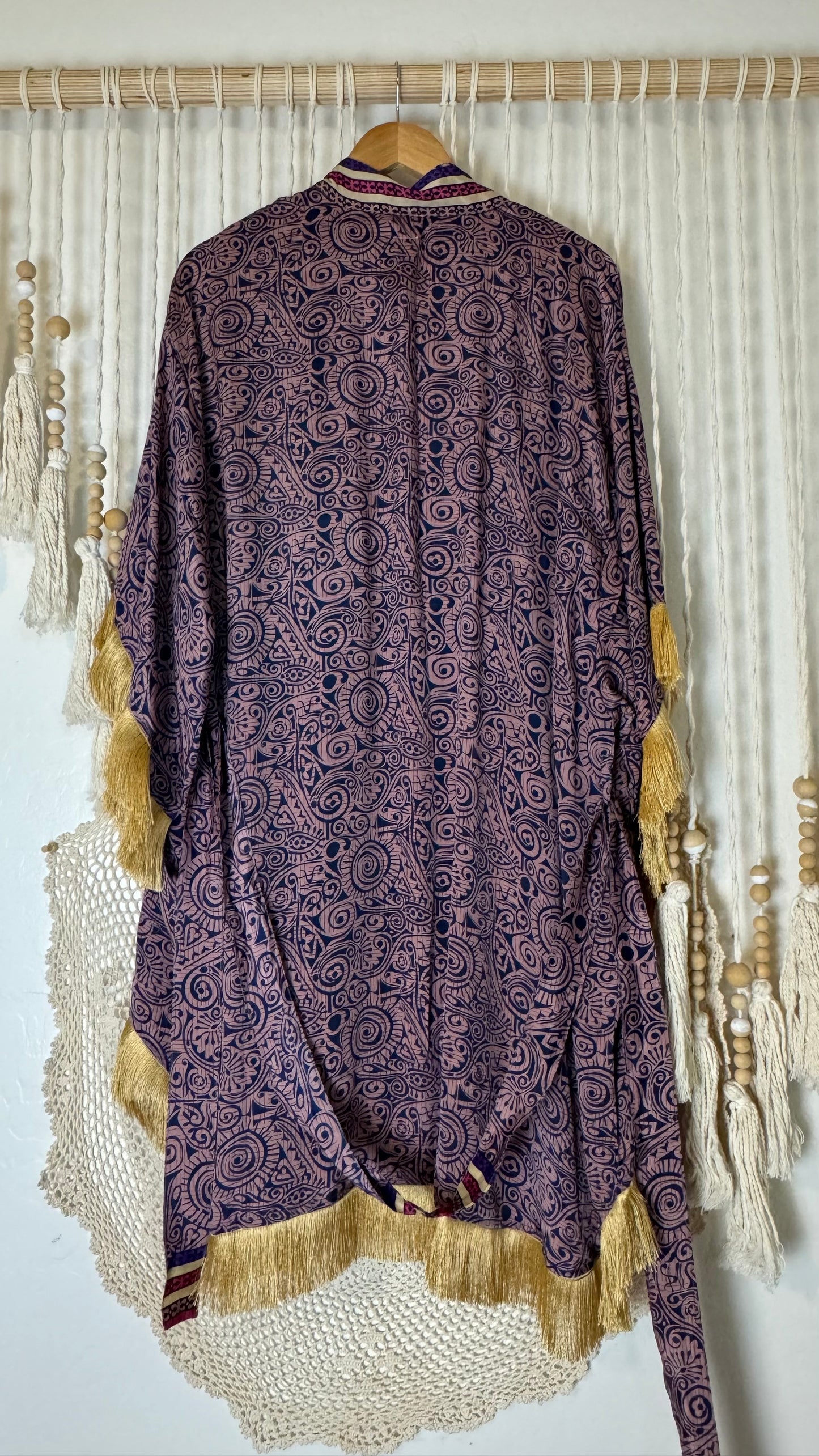 Fringe High-Low Silk Kimono 006