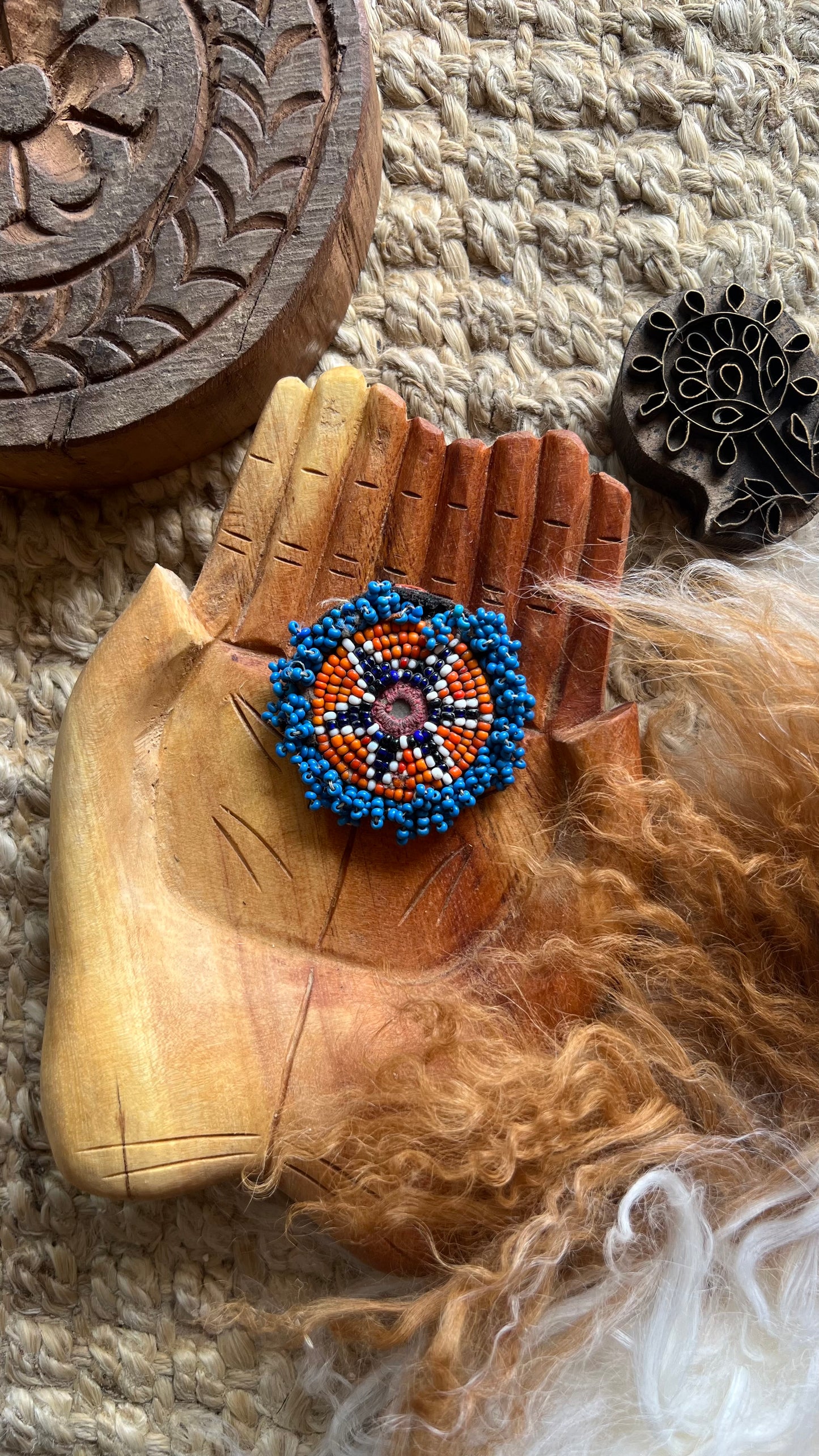 Vintage Beaded Afghani Brooch 040