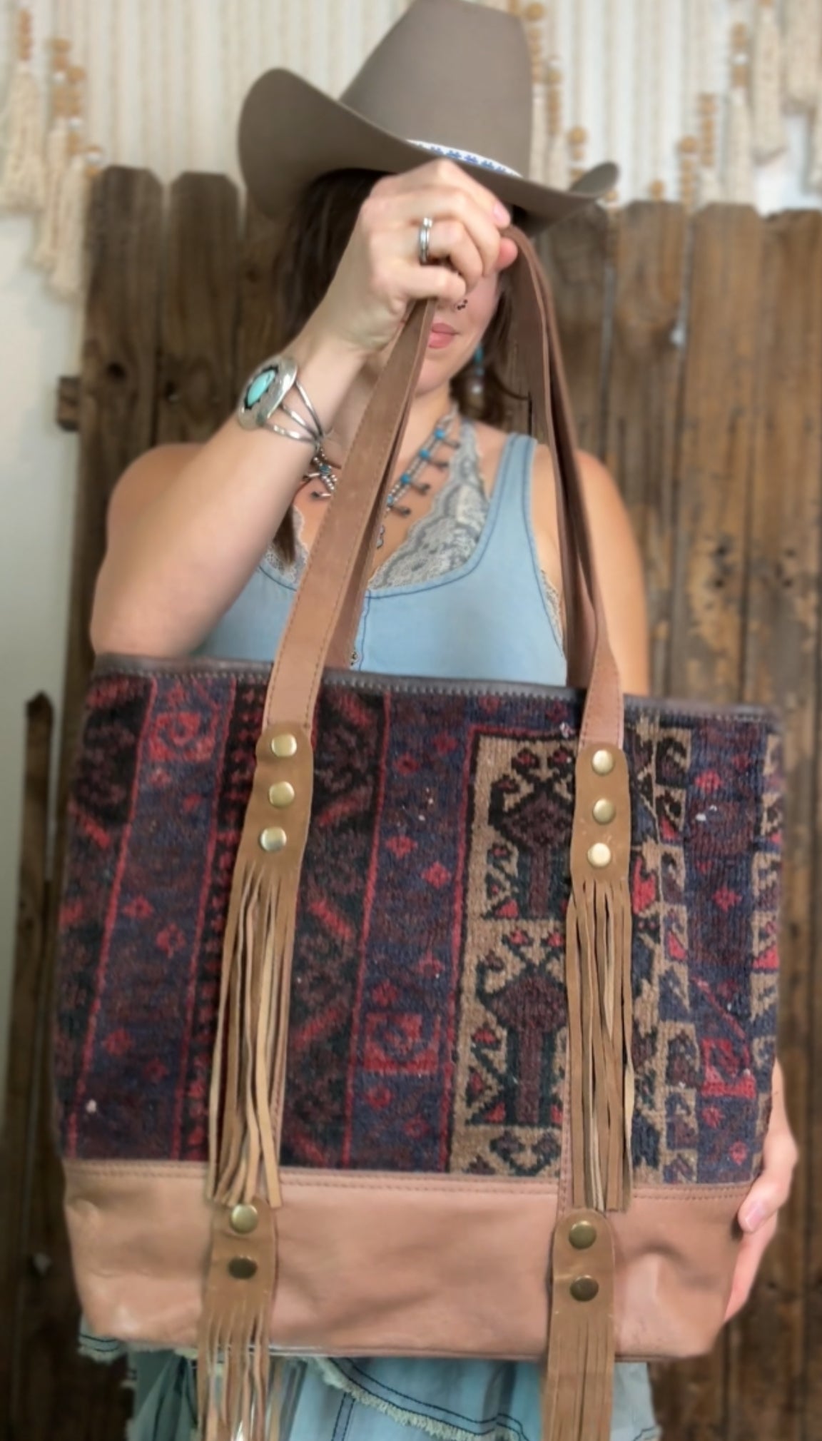 Artisan Leather Kilim Carpet Handbag 001