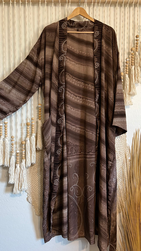 Original Sari Silk Kimono (Long) 007